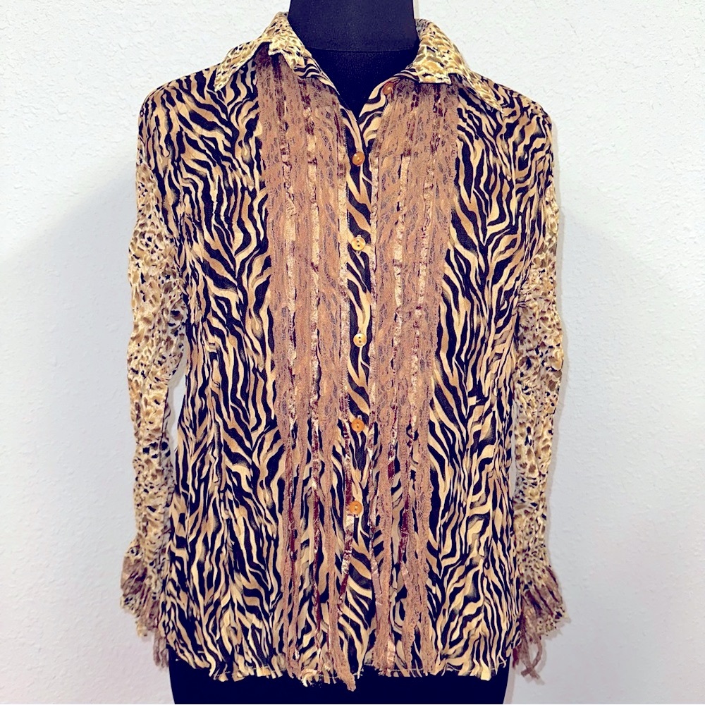 Women’s Milano Woman plus animal print blouse sz 1X